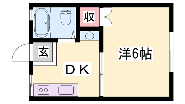 パナハイツウオハシN(1DK/1階)の間取り写真