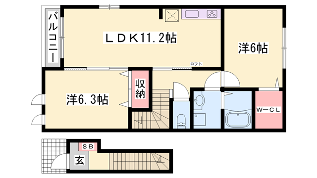 モンシェリー御立A(2LDK/2階)の間取り写真