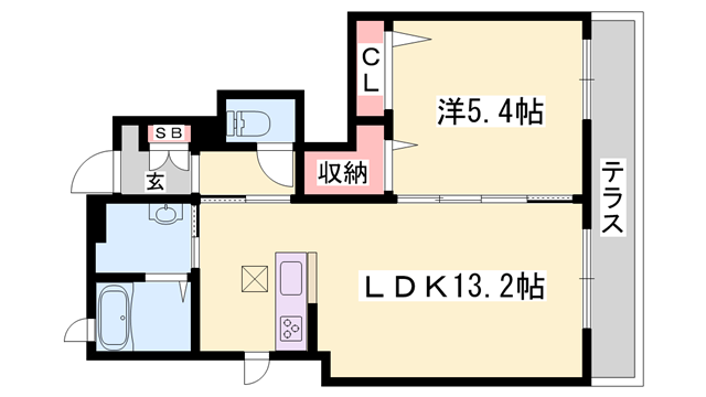 メゾン・ラ・ソルピア(1LDK/1階)の間取り写真