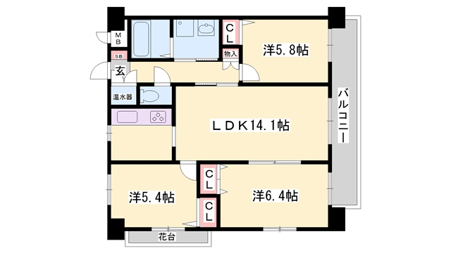 マノワール(3LDK/4階)の間取り写真