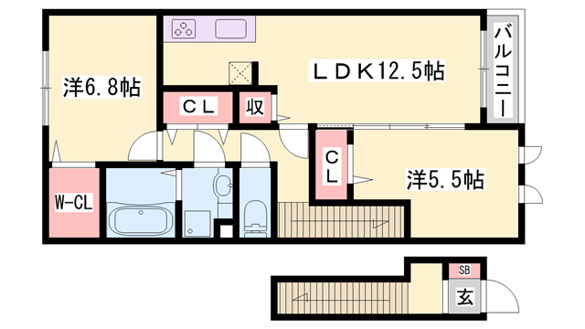 姫新線 播磨高岡駅 徒歩38分 2階建 築10年(2LDK/2階)の間取り写真