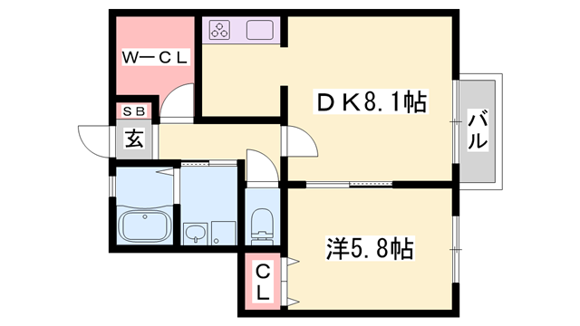グレース古川 A棟(1LDK/2階)の間取り写真