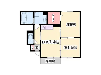 ボン セジュール 北野(2DK/1階)の間取り写真