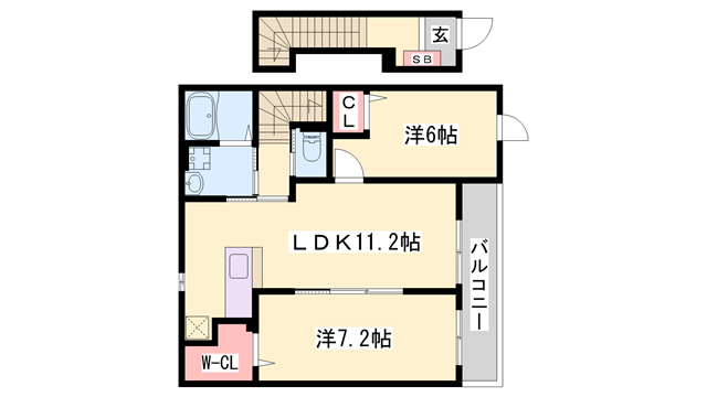 レジデンス K(2LDK/2階)の間取り写真