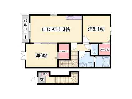 プロスペリティーⅡ(2LDK/2階)の間取り写真