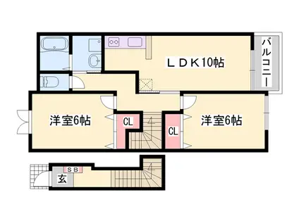 ヴィラ・ポポラーレⅡ(2LDK/2階)の間取り写真