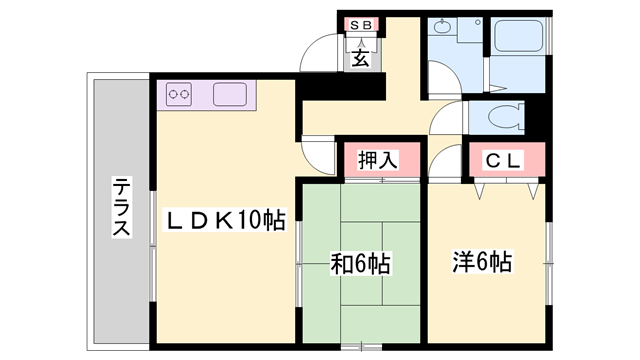 メゾンドクール(2LDK/1階)の間取り写真