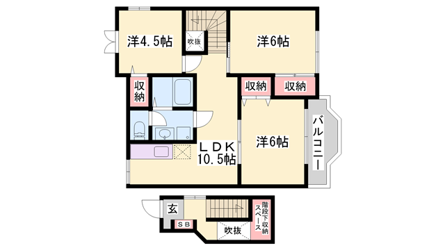 ヴィエルジュ大道(3LDK/2階)の間取り写真