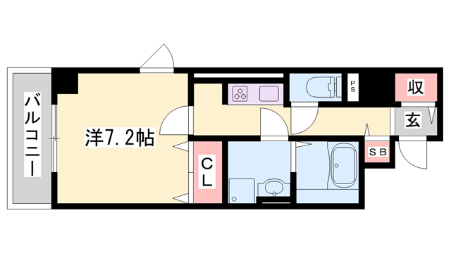 BONHEUR姫路栗山町(1K/8階)の間取り写真