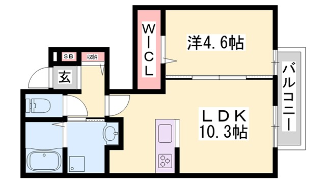 ラ・エトワール王子(1LDK/1階)の間取り写真