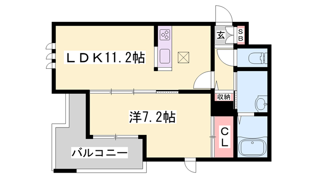 ST.MERRY(1LDK/1階)の間取り写真