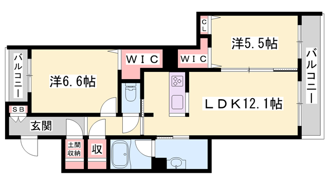 シャーメゾン ソルテ(2LDK/3階)の間取り写真