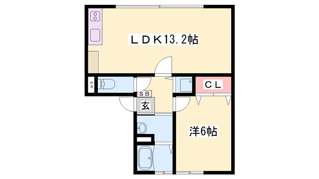 ゴダイタウン(1LDK/2階)の間取り写真