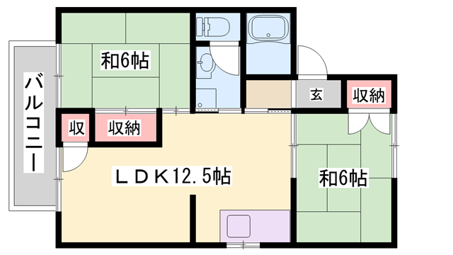 ローゼンハイムC(2LDK/2階)の間取り写真