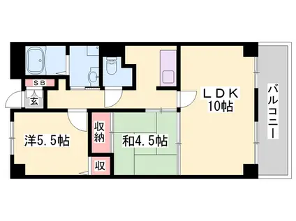 ヌーベゆらの(2LDK/1階)の間取り写真