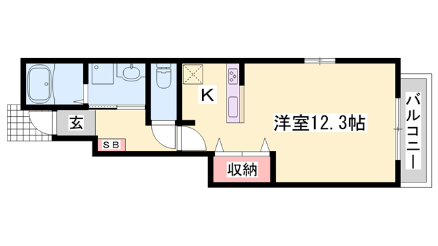 ラフレシールあぼし B棟(1K/1階)の間取り写真