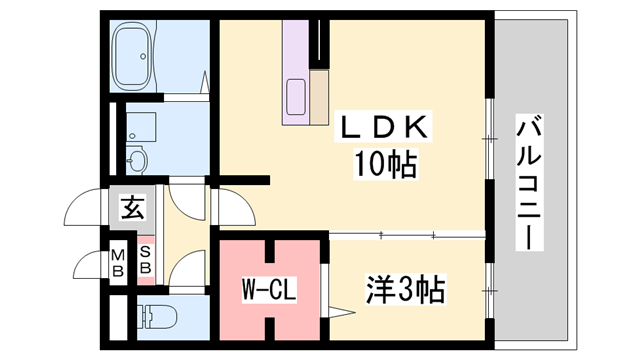 セジュール白浜 B棟(1LDK/2階)の間取り写真