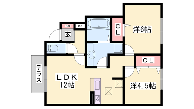 ヴァン・クレシェンテ(2LDK/1階)の間取り写真