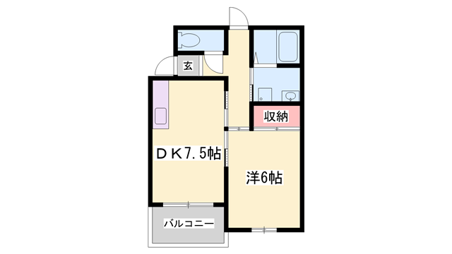 ルークフラット播磨(1DK/1階)の間取り写真
