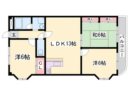 グリーンハイツ中島(3LDK/3階)の間取り写真