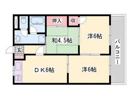 リバティーKAZU(3DK/2階)の間取り写真