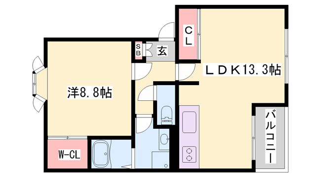 スカイドリーム(1LDK/1階)の間取り写真