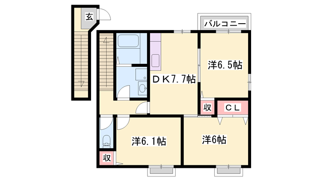 キャメルハウス A棟(3DK/2階)の間取り写真