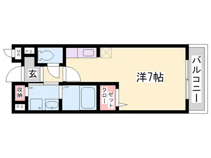 スカイルーム南条(1K/2階)の間取り写真