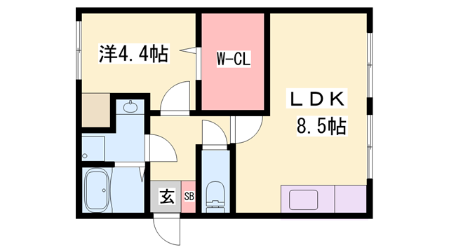岡﨑コーポ(1LDK/1階)の間取り写真