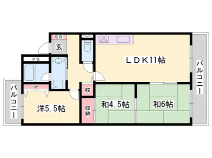 サニーハイツ嵐山(3LDK/3階)の間取り写真