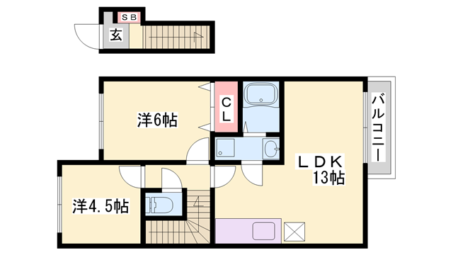 メゾンドフルール(2LDK/2階)の間取り写真