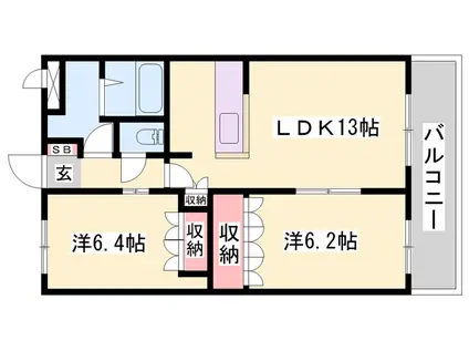 カサミラドールグランデ(2LDK/2階)の間取り写真