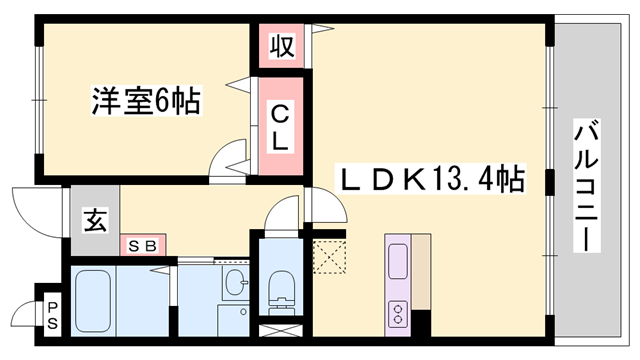 メゾン・ジエルメM(1LDK/2階)の間取り写真
