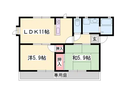 FRAGRANCE COMPLET(2LDK/1階)の間取り写真