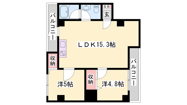 アルコ・ラ・カーサ安富(2LDK/3階)の間取り写真