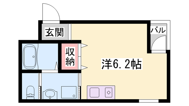 プランドール姫路(ワンルーム/3階)の間取り写真