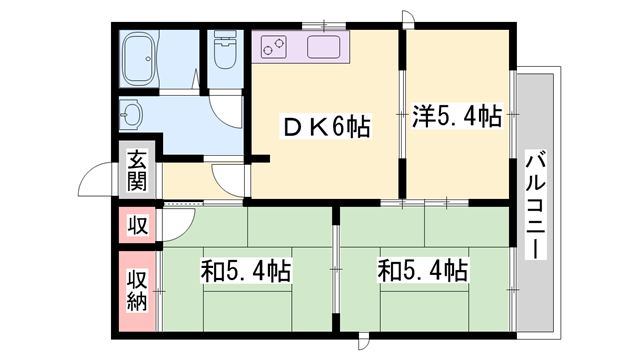 サンシャインハイム(3DK/2階)の間取り写真