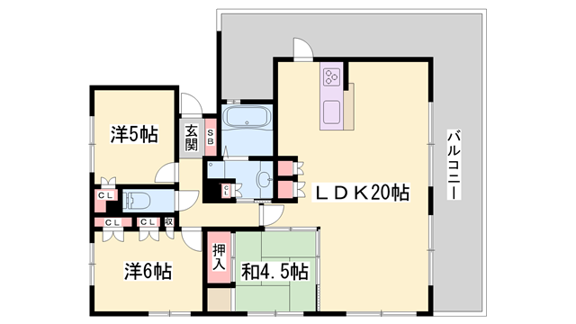 ネバーランド姫路西二階町(3LDK/3階)の間取り写真