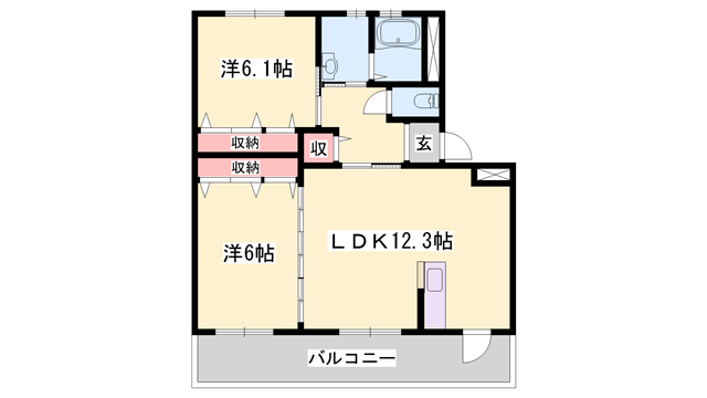 バンプロピスⅡ(2LDK/3階)の間取り写真