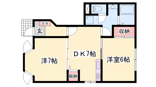 アメニティ10(2DK/1階)の間取り写真