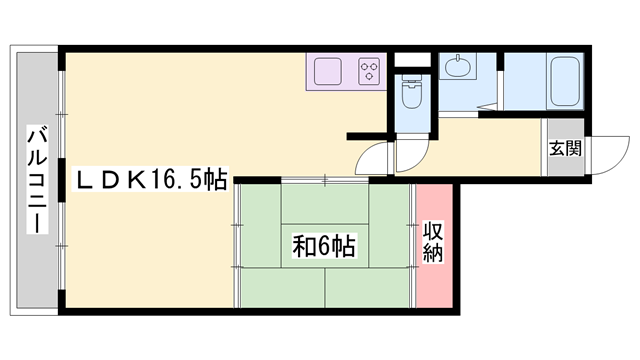 リバーサイドA(1LDK/1階)の間取り写真