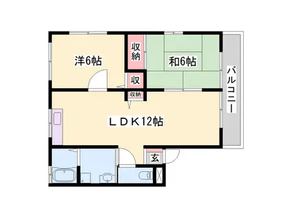 ベルコスモス(2LDK/2階)の間取り写真