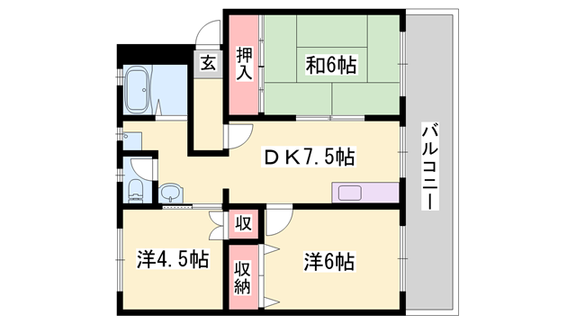 アルテハイム姫路(3DK/2階)の間取り写真