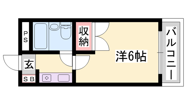 カレッジ北八代(1K/4階)の間取り写真