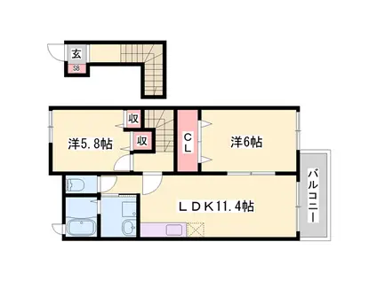 クリアネス2(2LDK/2階)の間取り写真