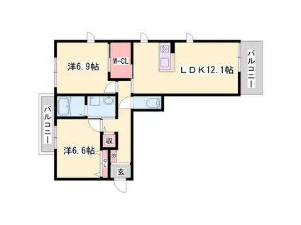 イーストグランテージ(2LDK/2階)の間取り写真