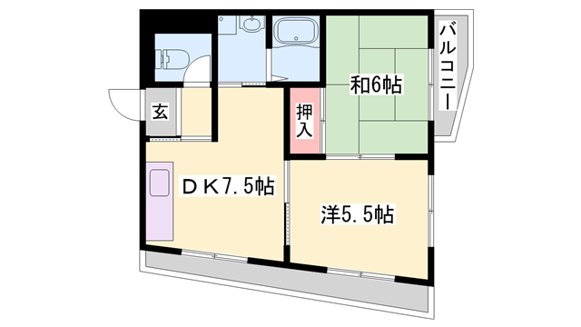 インタービレッジ千代田町(2DK/2階)の間取り写真
