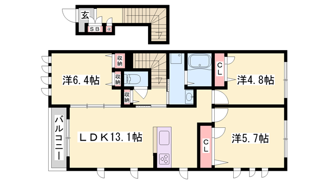 PROFUM CASAGRANDE(3LDK/2階)の間取り写真