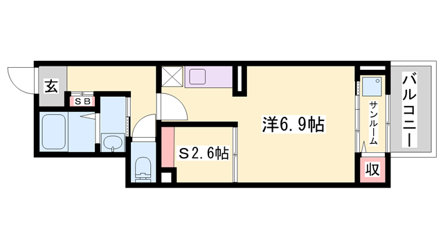 ジュピターⅡ(1K/1階)の間取り写真