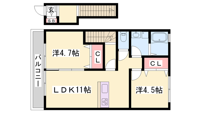 イストワールA(2LDK/2階)の間取り写真